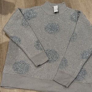 Maurices Gray Glitter Polka Dot Turtleneck Sweater